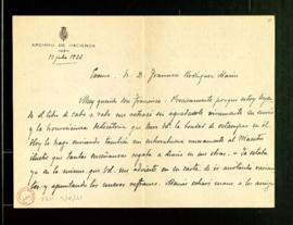 Carta de Antonio Alcalá Venceslada a Francisco Rodríguez Marín en la que le informa de que va ano...