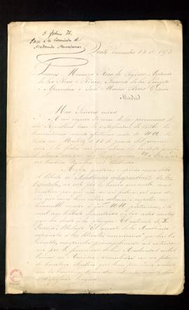 Carta de Pedro Fermín Cevallos a Mariano Roca de Togores, Antonio de los Ríos y Rosas y Fermín de...