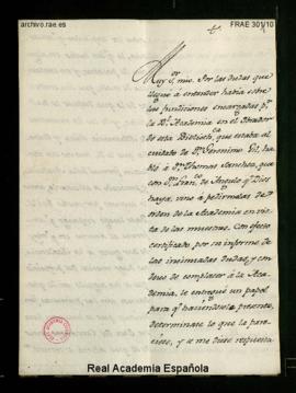 Carta de Juan de Santander a Manuel de Lardizábal y Uribe en la que solicita saber la última reso...