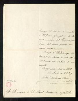 Carta de José Martínez Rives al secretario [Manuel Bretón de los Herreros] con la que remite un e...
