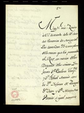 Carta de Policarpo Sáenz de Tejada Hermoso a Manuel de Lardizábal con la que remite, de acuerdo d...