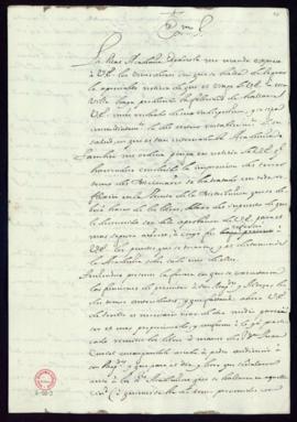 Minuta de la carta de Vincencio Squarzafigo al marqués de Villena [Mercurio Antonio López Pacheco...