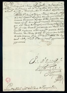 Libramiento de 112 reales de vellón a favor del conde de Torrepalma