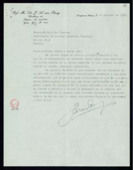 Carta de J. A. van Praag a Julio Casares en la que le manifiesta el honor que fue para él ser rec...