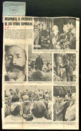 Recorte del diario Ya con el reportaje gráfico Desaparece el patriarca de las Letras españolas