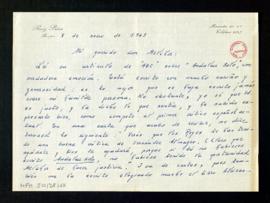 Carta de Juan Ruiz Peña a Melchor Fernández Almagro en la que le dice que leyó su crítica de ABC ...