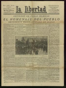 Ejemplar del diario La Libertad de 15 de diciembre de 1925, con la noticia del fallecimiento de A...