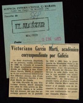Recorte del diario El Alcázar con la noticia del nombramiento de Victoriano García Martí como aca...