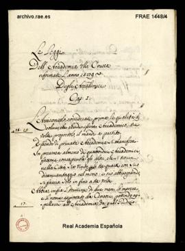 Le leggi Dell'Accademia della Crusca Riformate l'anno 1589