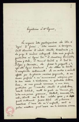 Carta de Edmundo de Amicis en la que agradece a Aureliano Fernández-Guerra y Orbe, Manuel Cañete ...