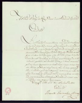 Carta de Vicente González Arnao al marqués de Santa Cruz en la que solicita a la Real Academia Es...