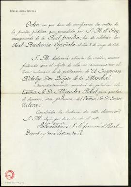 Orden de intervenciones en la junta pública conmemorativa del tercer centenario de la publicación...