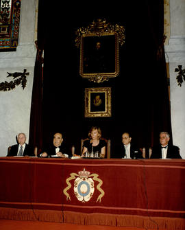 Pedro Laín Entralgo; Fernando Lázaro Carreter, director; Esperanza Aguirre, ministra de Educación...