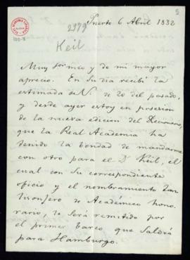 Carta de Juan Nicolás Böhl de Faber a Francisco Antonio González en la que expresa su agradecimie...