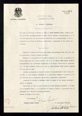 Acuerdo No. 11 de 18 de noviembre de 1968 de la Academia Colombiana