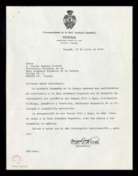 Carta de Miguel Mejía Dutary, secretario de la Academia Panameña de la Lengua, a Alonso Zamora Vi...