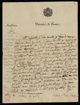 Carta de Alphons Chalumeau de Verneuil a Francisco Antonio González con la que adjunta el desisti...