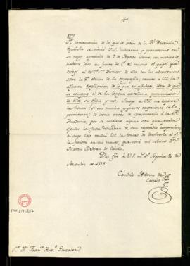 Carta de Cándido Beltrán de Caicedo a Francisco Antonio González con la que le remite una explica...