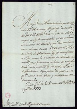 Minuta de la carta [de Francisco Antonio de Angulo] a Francisco Javier Agudo de Castejón en la qu...