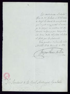 Carta de Gaspar Núñez de Arce al secretario [Manuel Tamayo y Baus] en la que acepta el encargo de...
