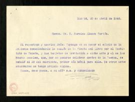 Copia de la carta de Lorenzo García a Narciso Alonso Cortés en la que da por supuesto que ha reci...