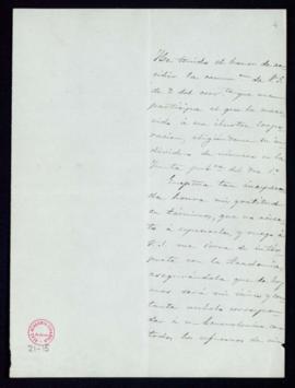 Carta de Vicente Barrantes al secretario [Manuel Tamayo y Baus] de agradecimiento a la Academia p...