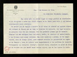 Carta de Fermín Sanz García a Melchor Fernández Almagro con la que le envía un volumen de versos ...