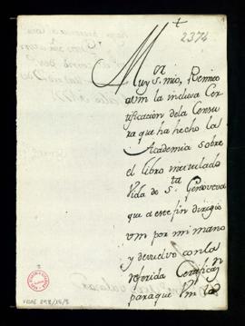 Minuta de la carta [de Francisco Antonio de Angulo] a Ant[oni]o M[a]r[tíne]z Salazar con la que r...