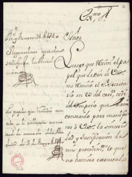 Carta de Francisco Antonio Zapata [a Andrés Fernández Pacheco] con la que remite los autos de Pas...