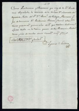Recibo de Ignacio de Luzán, tesorero, de 31 829 reales de vellón de Manuela de Oyarbide, viuda de...