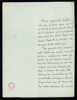 Carta de José T. de Cuéllar a Manuel Tamayo y Baus en la que acusa recibo del diploma de académic...