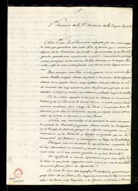 Carta de Tiburcio Hernández al secretario [Manuel de Lardizábal y Uribe] en la que documenta el s...