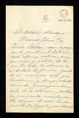 Carta de José de Carvajal a Melchor Almagro en la que le dice que le supone enterado de la derrot...