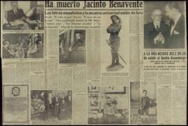 Recorte de prensa titulado Ha muerto Jacinto Benavente