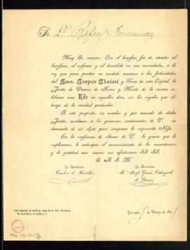 Carta de la condesa de Antillón y M.ª Josefa García-Valenzuela a Rafael Fernández en la que le pi...
