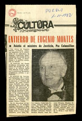 Cultura. Entierro de Eugenio Montes