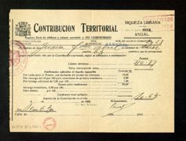 Justificantes del pago de la contribución territorial de Juan Fernández Abril