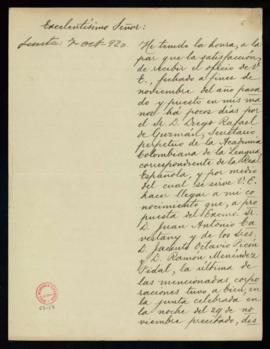 Carta de Miguel Abadía Méndez a Emilio Cotarelo en la que acusa recibo de su nombramiento como ac...