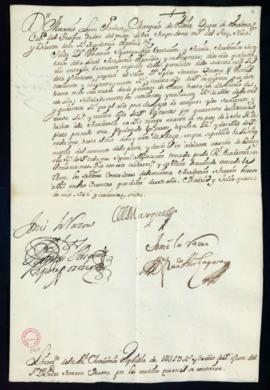 Orden del marqués de Villena del libramiento a favor de Pedro Serrano Varona de 1359 reales y 30 ...