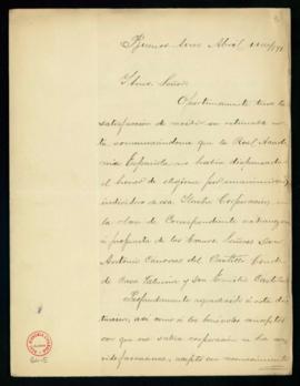 Carta de Bartolomé Mitre a Manuel Tamayo y Baus en la que acusa recibo de la comunicación de su e...