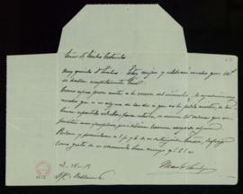 Carta de Manuel de Saralegui al secretario, Emilio Cotarelo, en la que solicita que le faciliten ...