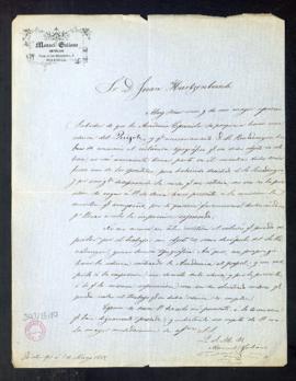 Carta de Manuel Galiano a Juan [Eugenio] Hartzenbusch con la que remite una muestra de impresión ...