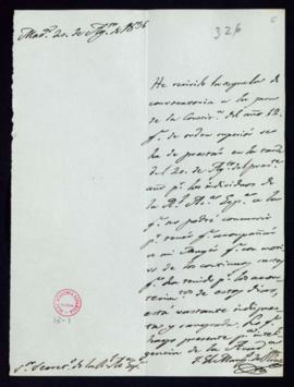 Carta del marqués de Santa Cruz al secretario [Francisco Martínez de la Rosa] en la que comunica ...