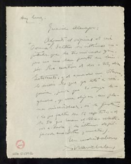 Carta de [Antonio] Marichalar a Melchor Fernández Almagro con la que le remite el original de Osu...