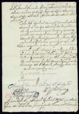 Orden de Mercurio Fernández Pacheco del libramiento a favor de Pedro González de 481 reales de ve...
