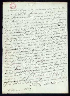 Minuta de la carta del secretario [Manuel Bretón de los Herreros] a un académico electo [ Antonio...