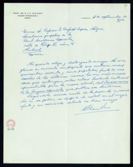 Carta de C. F. Adolf van Dam a Rafael Lapesa con la que remite 560 papeletas para la nueva edició...