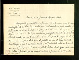 Carta de Antonio Alcalá Venceslada a Francisco Rodríguez Marín con la que le envía un ejemplar de...