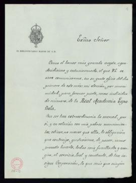 Carta del conde de las Navas, bibliotecario mayor de S. M., a Emilio Cotarelo en la que acepta el...