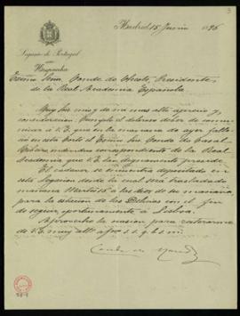 Carta del conde de Macedo [Henrique de Macedo Pereira Coutinho] al director [el conde de Cheste] ...